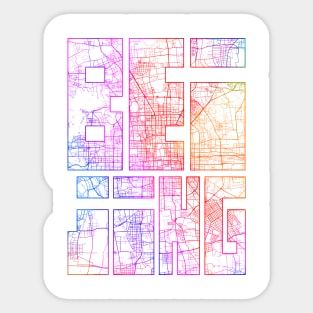 Beijing, China City Map Typography - Colorful Sticker